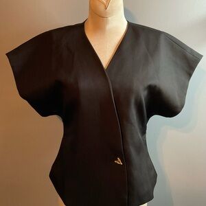 NWT Commense Black Asymmetrical Cap Sleeve Blouse XS